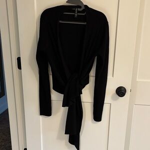 Athleta Black Tie-Front Ribbed Cardigan